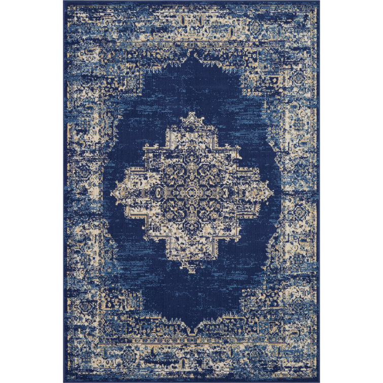 Bungalow Rose Burnie Oriental Blue/White Area Rug & Reviews Wayfair